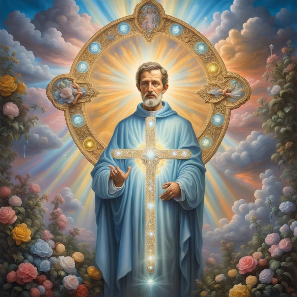 Saint John Bosco in Bioluminescent Michelangelo Style
