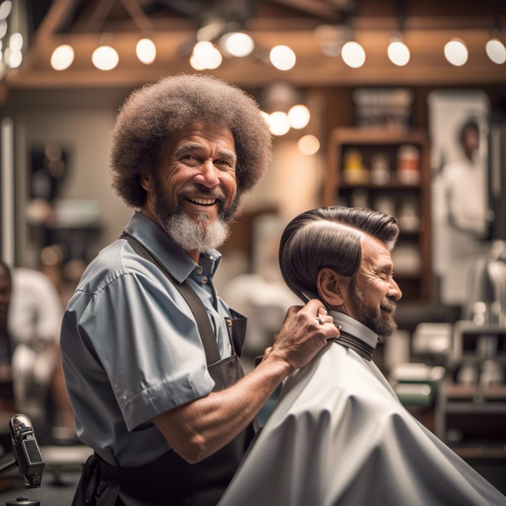 Bob Ross Reimagined as a Barber: Professional Photo