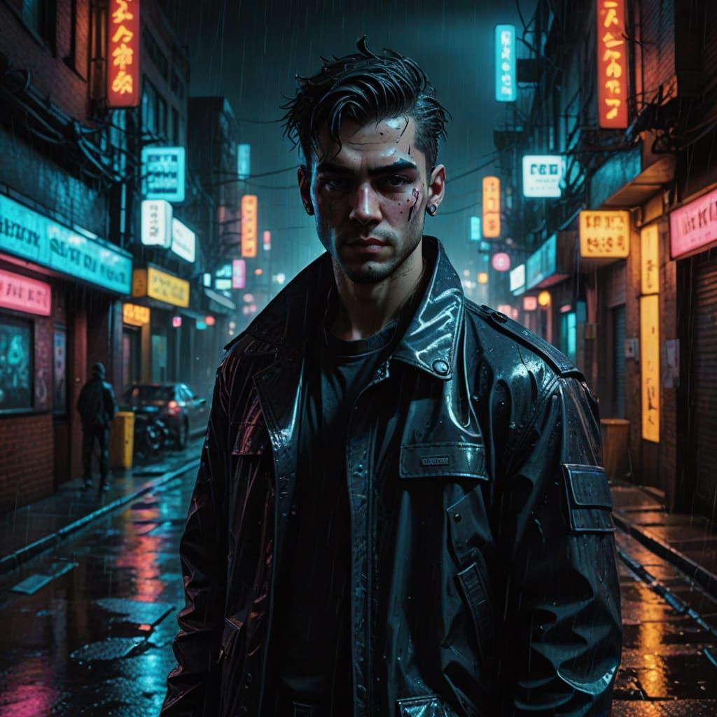 Gritty Cyberpunk Pixie Portrait in Neon Shadows