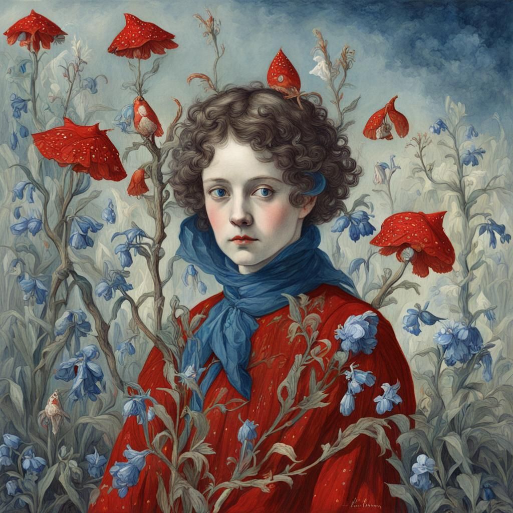 Gothic Velvet Arrow: Botanical Fairy Portrait