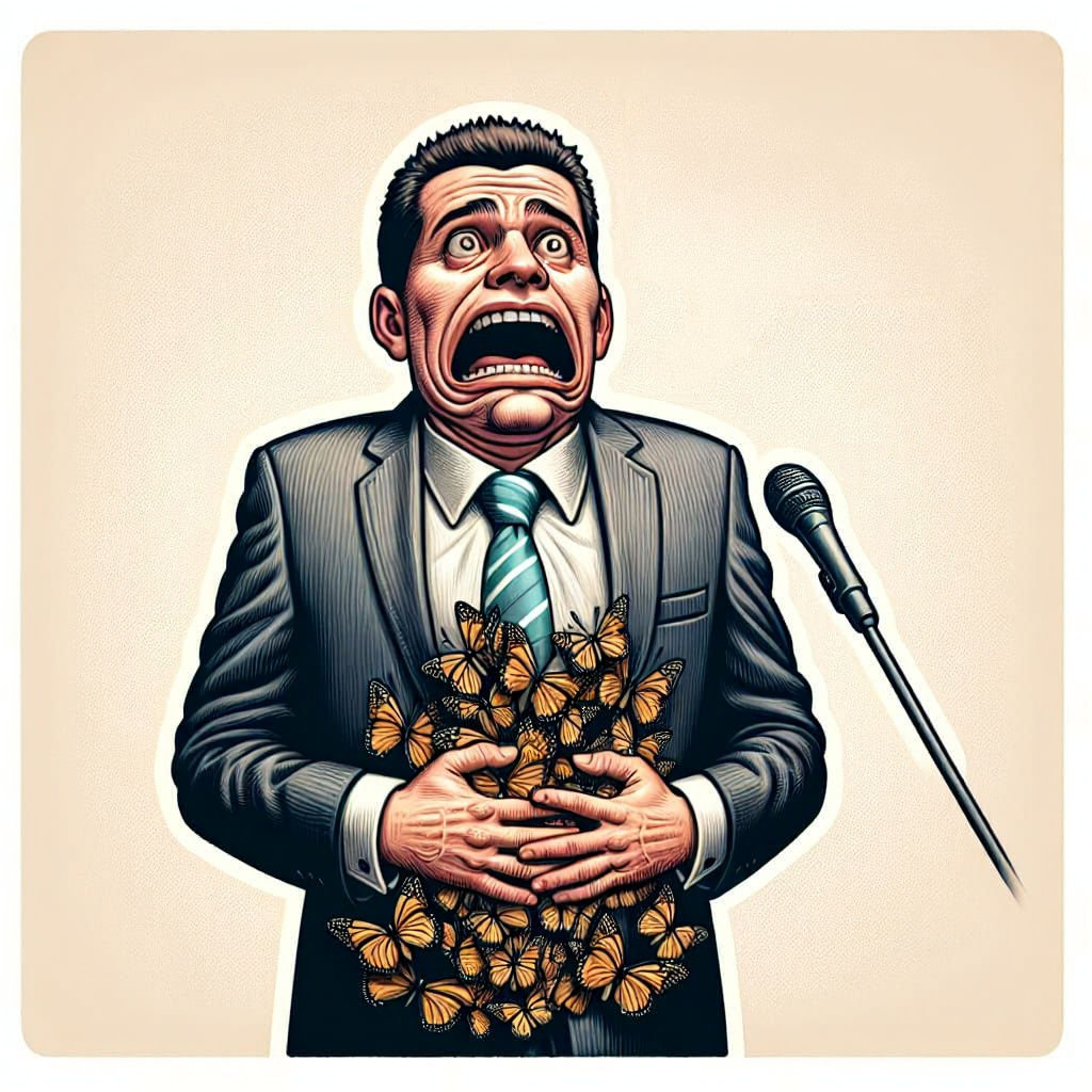 Butterflies in Stomach: A Humorous Idiom Illustration