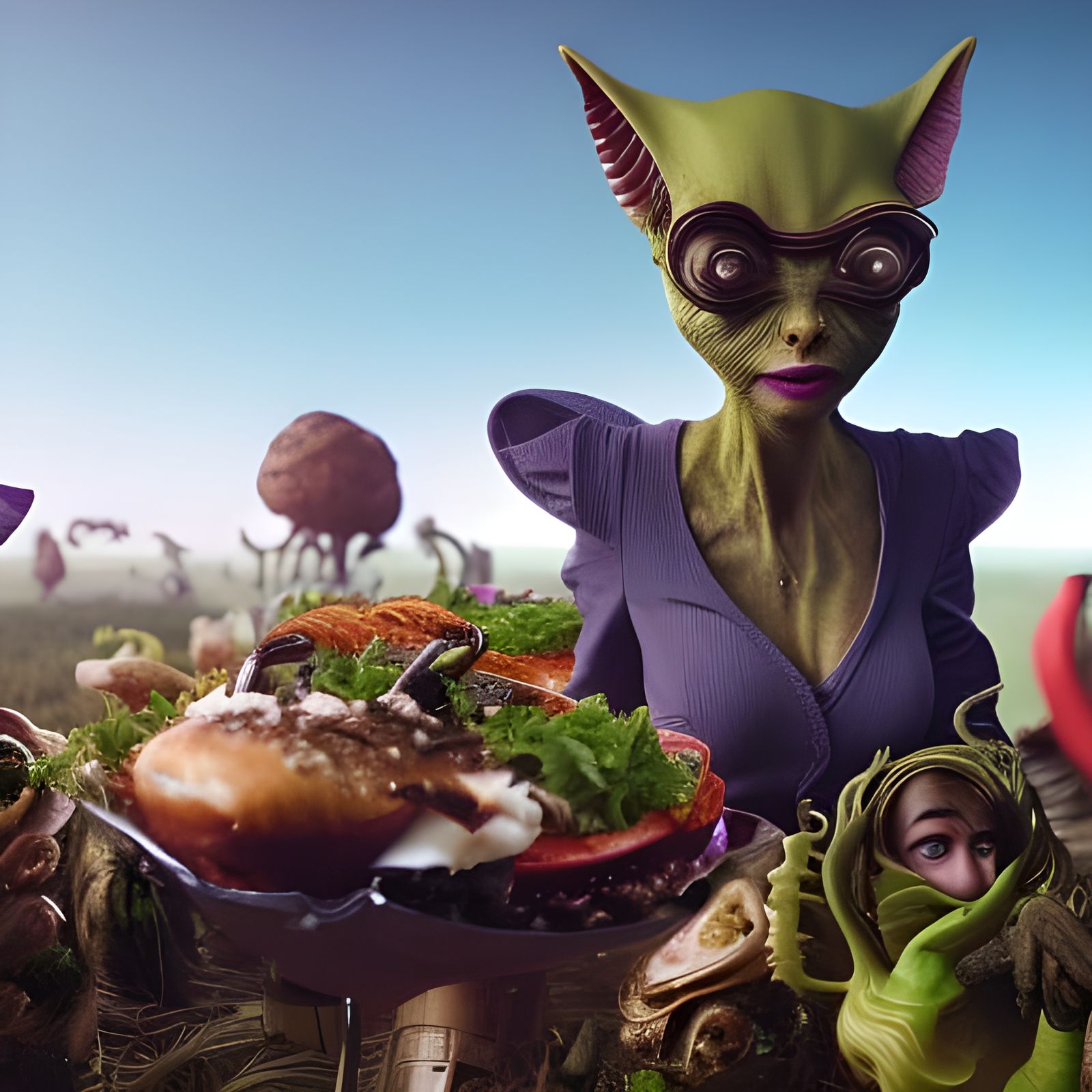 Dreamlike Alien Feast in Hyperrealistic Digital Art