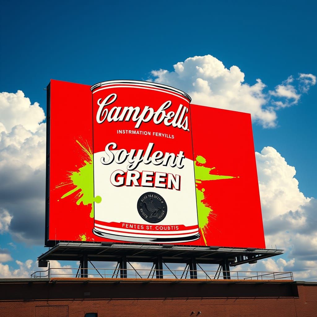 Campbell's Soylent Green Soup Billboard in Warhol-Inspired S...