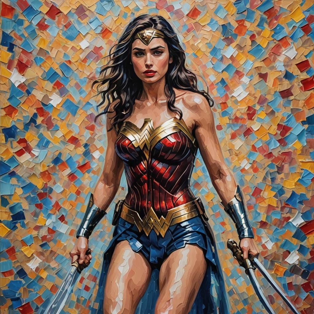 Ana De Armas as Wonder Woman in Expressionist Oil Painting