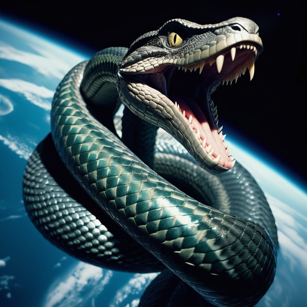 Epic Silver Serpent Explorers the Cosmos