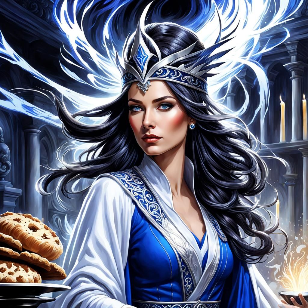 Sorceress Baking: Hyperrealistic Digital Art