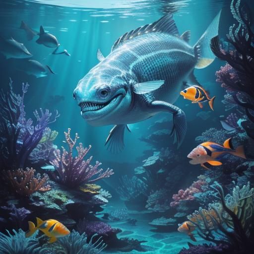 Alien Cityscape Underwater Aquarium Concept Art