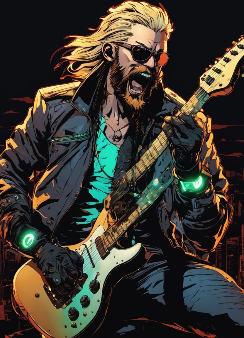 Cyberpunk Rockstar Anime Concert Art