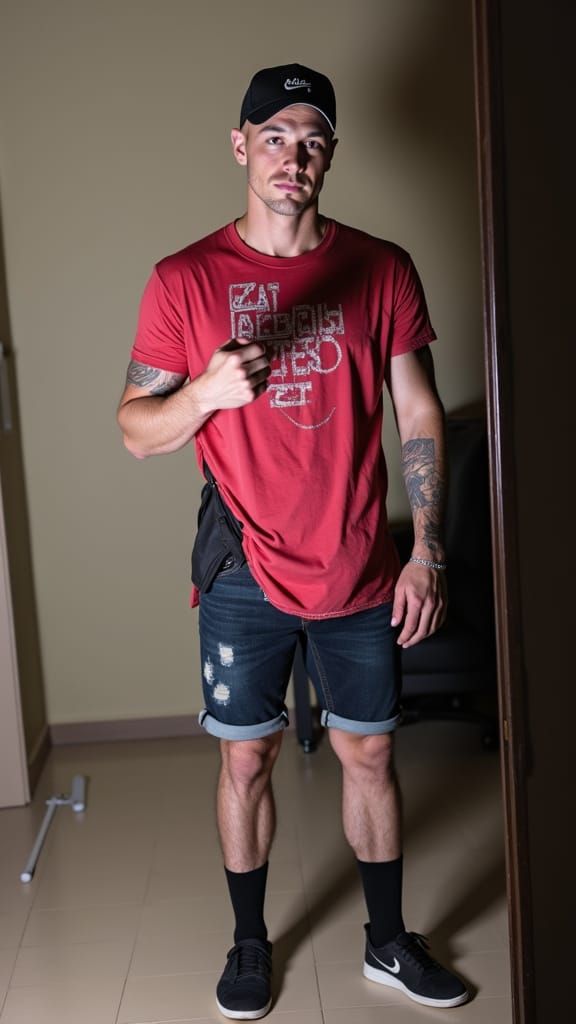 Hyperrealistic Character Portrait in Jeans and Baseball Cap