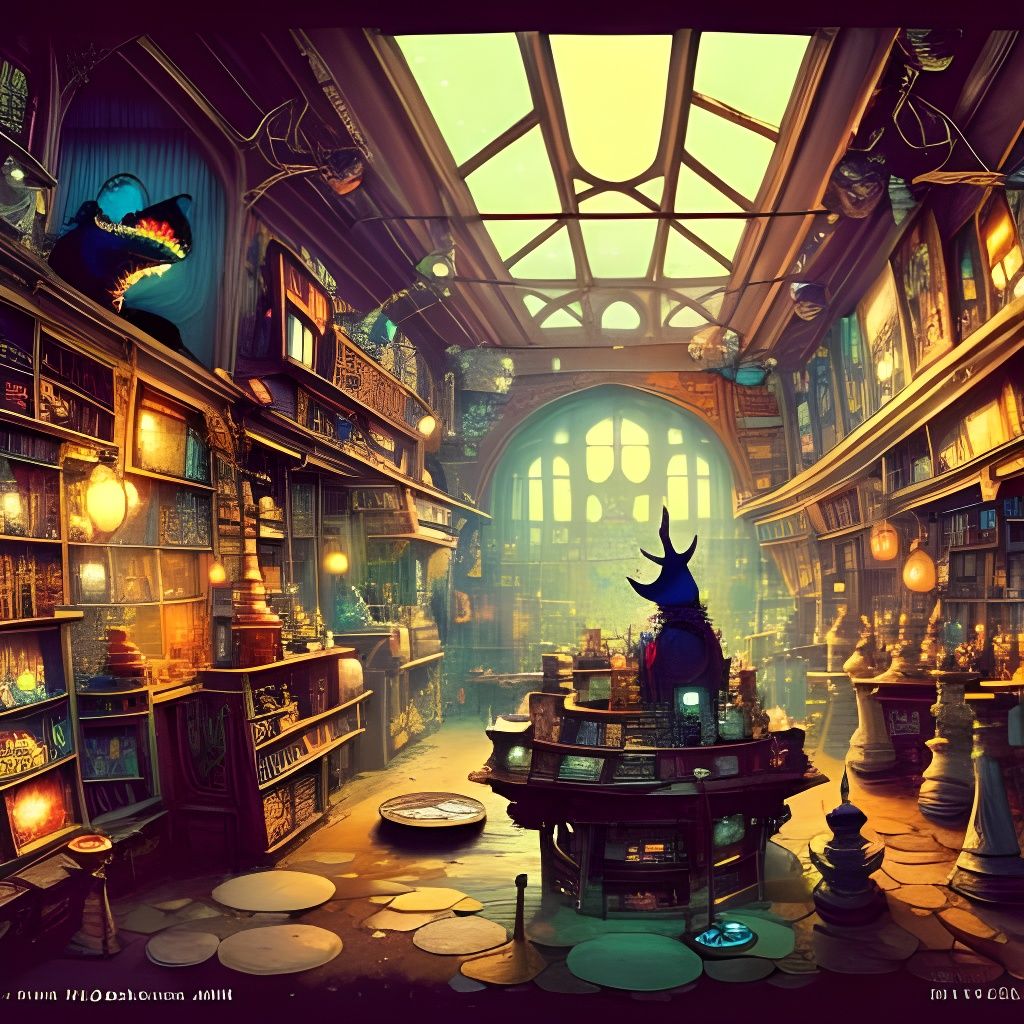 Magic Shop Interior in 3D Comic Style