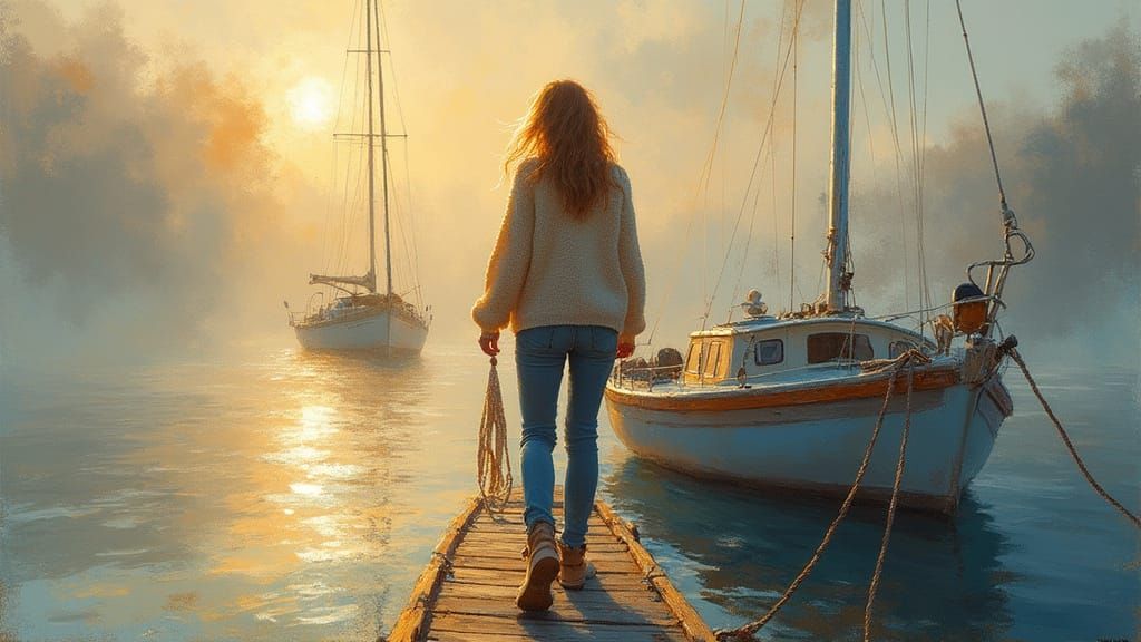 Impressionistic Morning Mooring in Vivid Colors