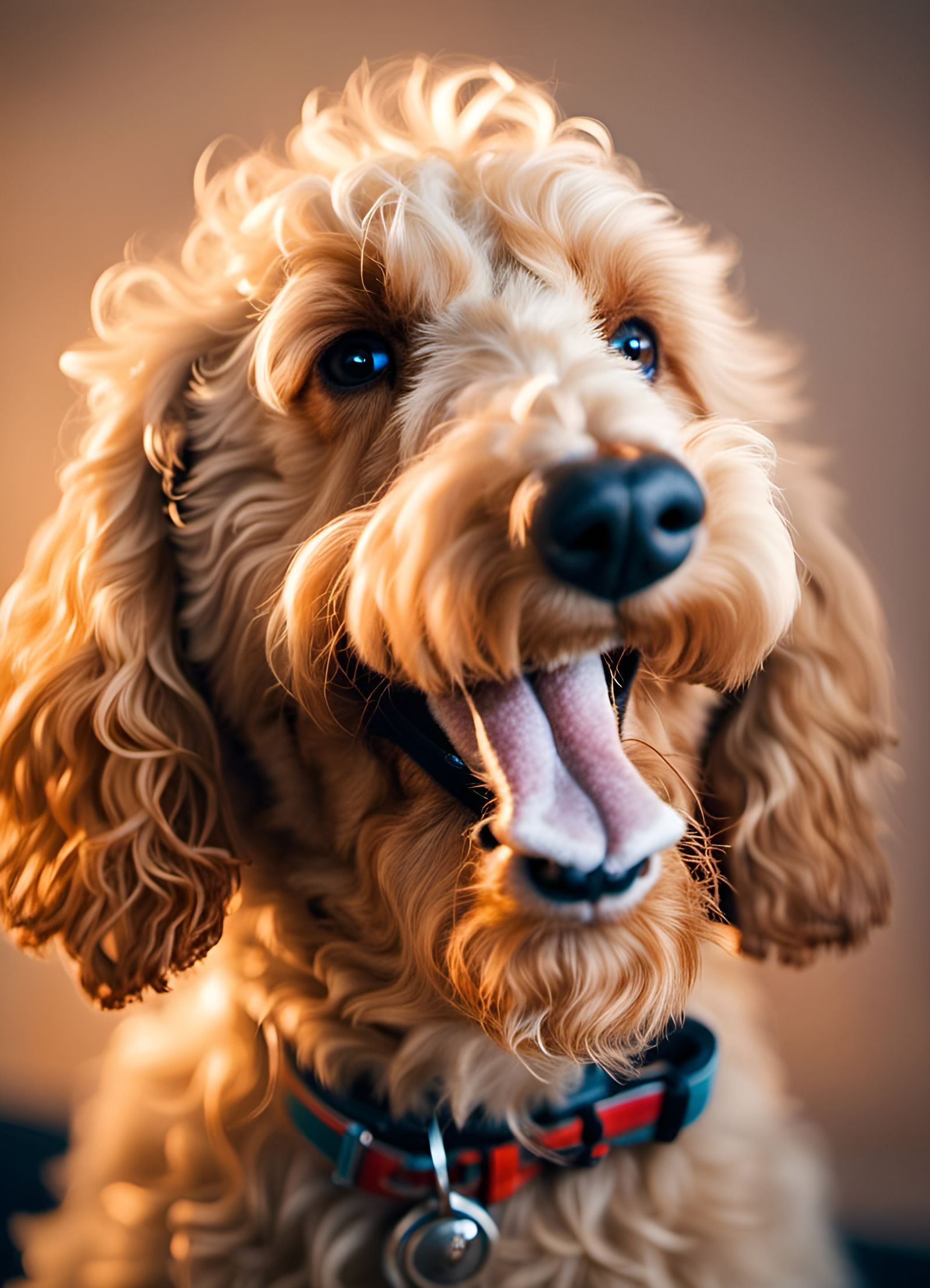 Golden Groodle Portrait with a Playful Smile
