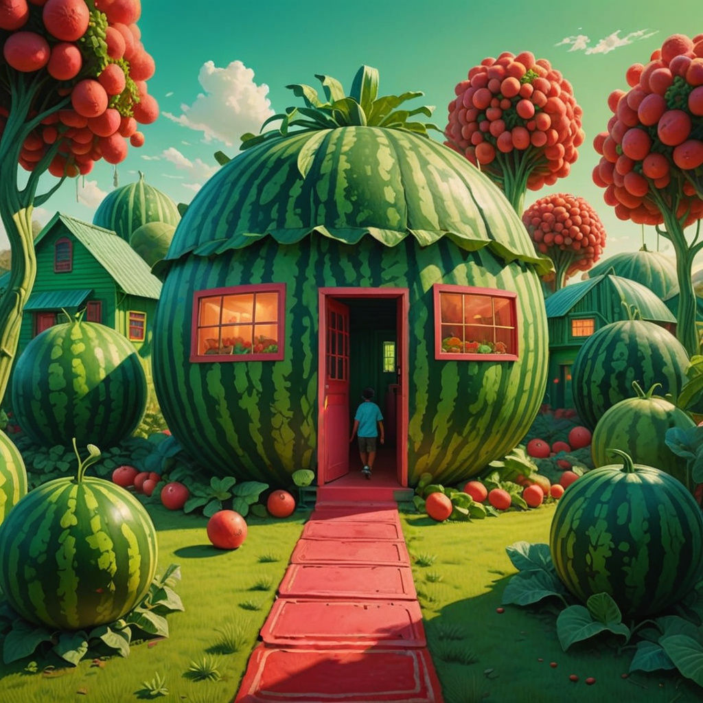 Enchanting Watermelon House in Forest