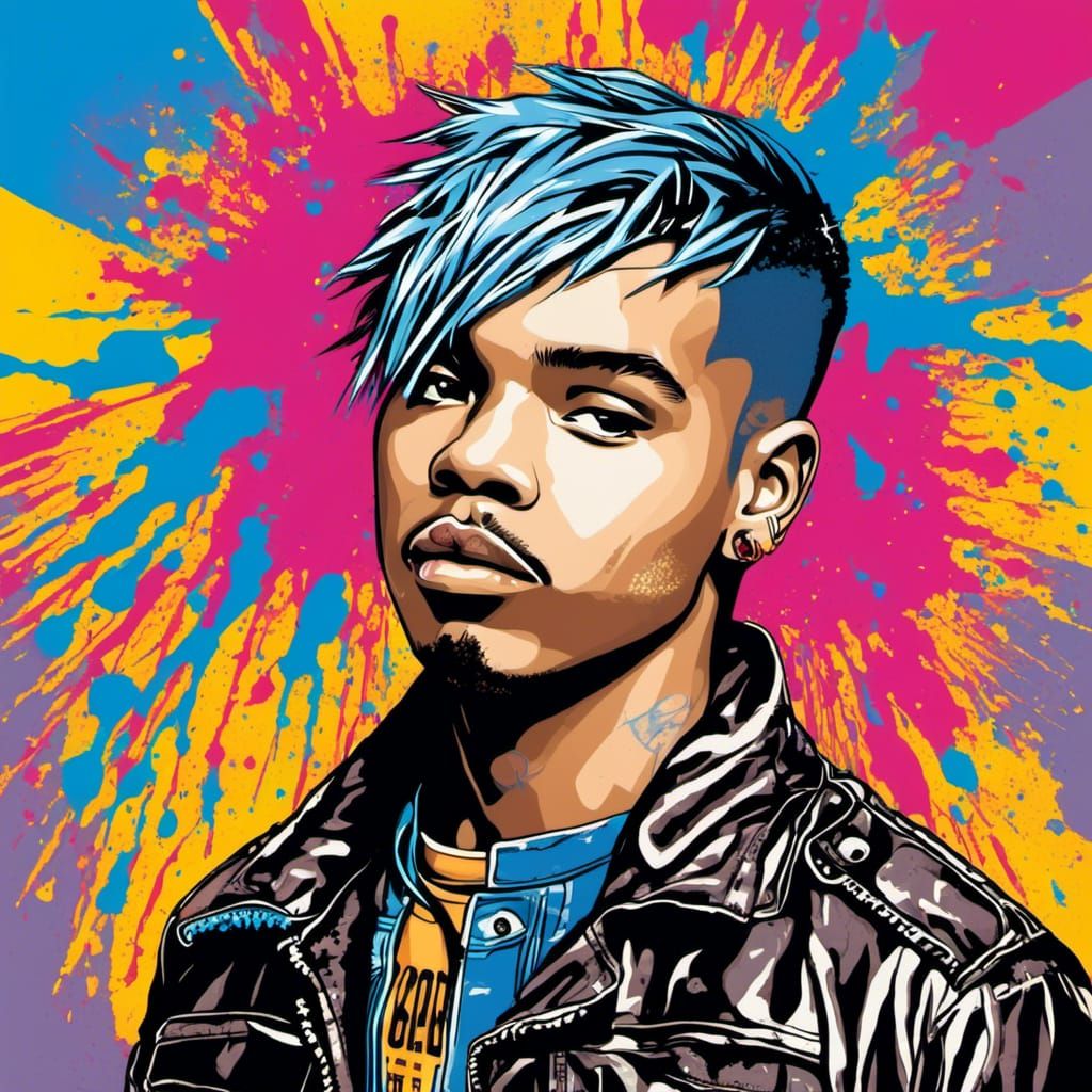 Punk Guy Portrait in Graffiti Art Style