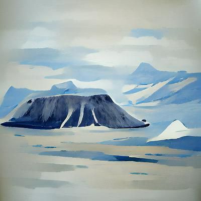Minimalist Gouache Painting of Svalbard Landscape