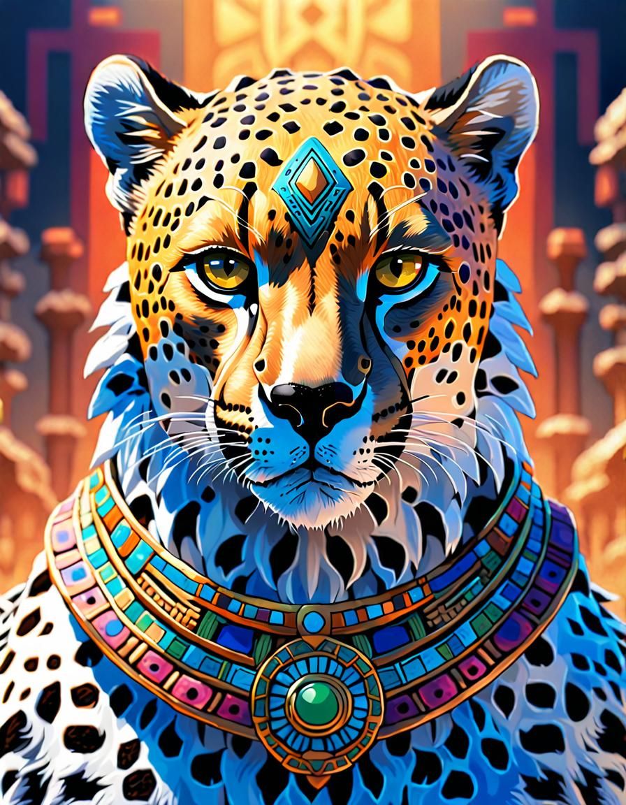 Aztec Warrior Cheetah in One Piece Style