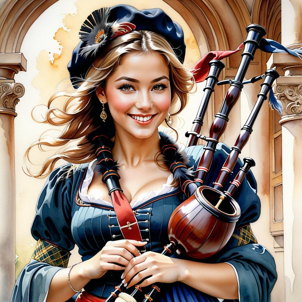 Playing bagpipes