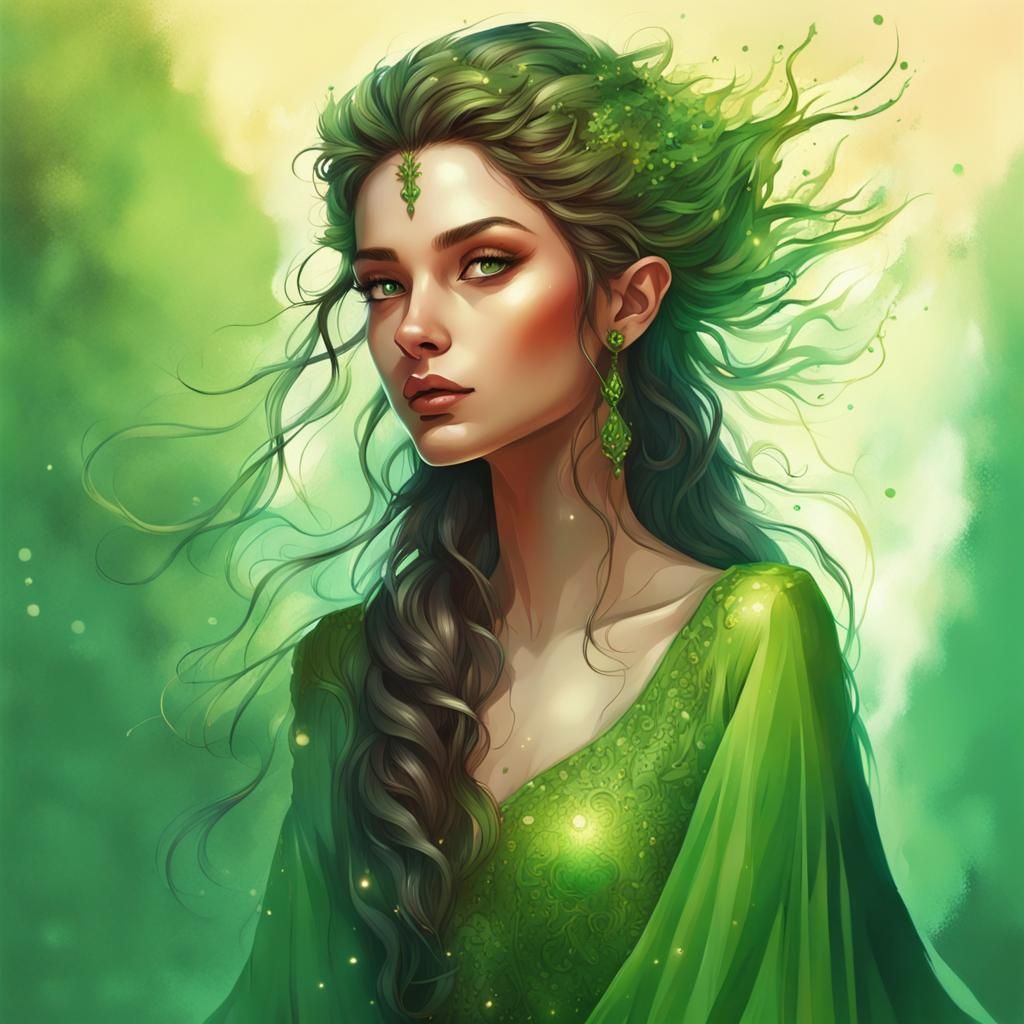 Enchanting Elf Woman Silhouette Creating Magic