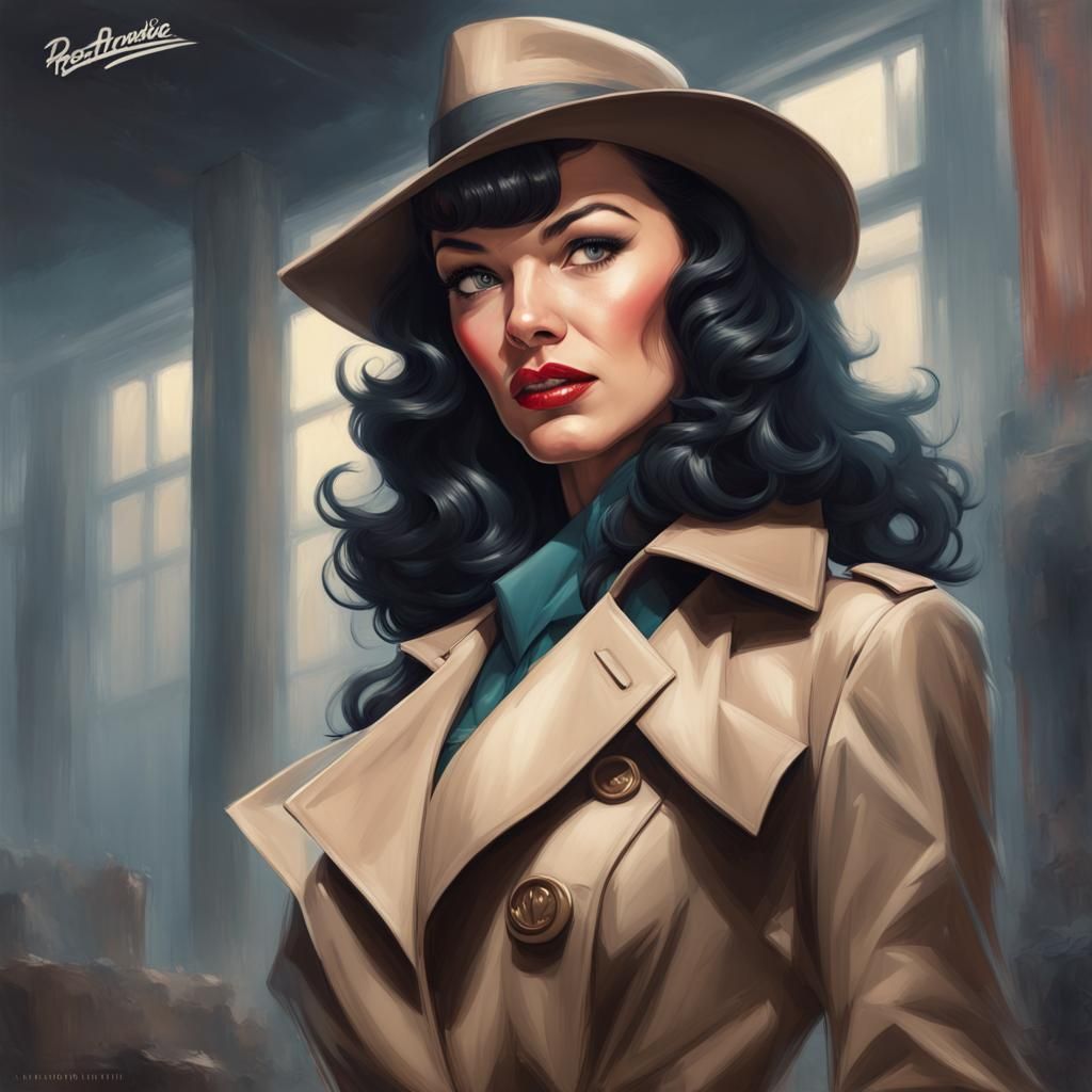 Bettie Page Portrait in Art Nouveau Style