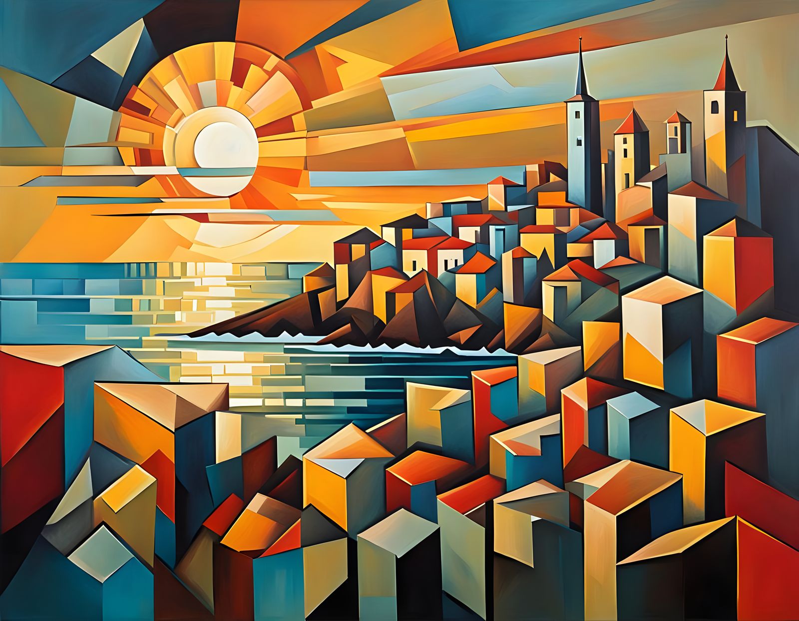 sunrise over Spanish town