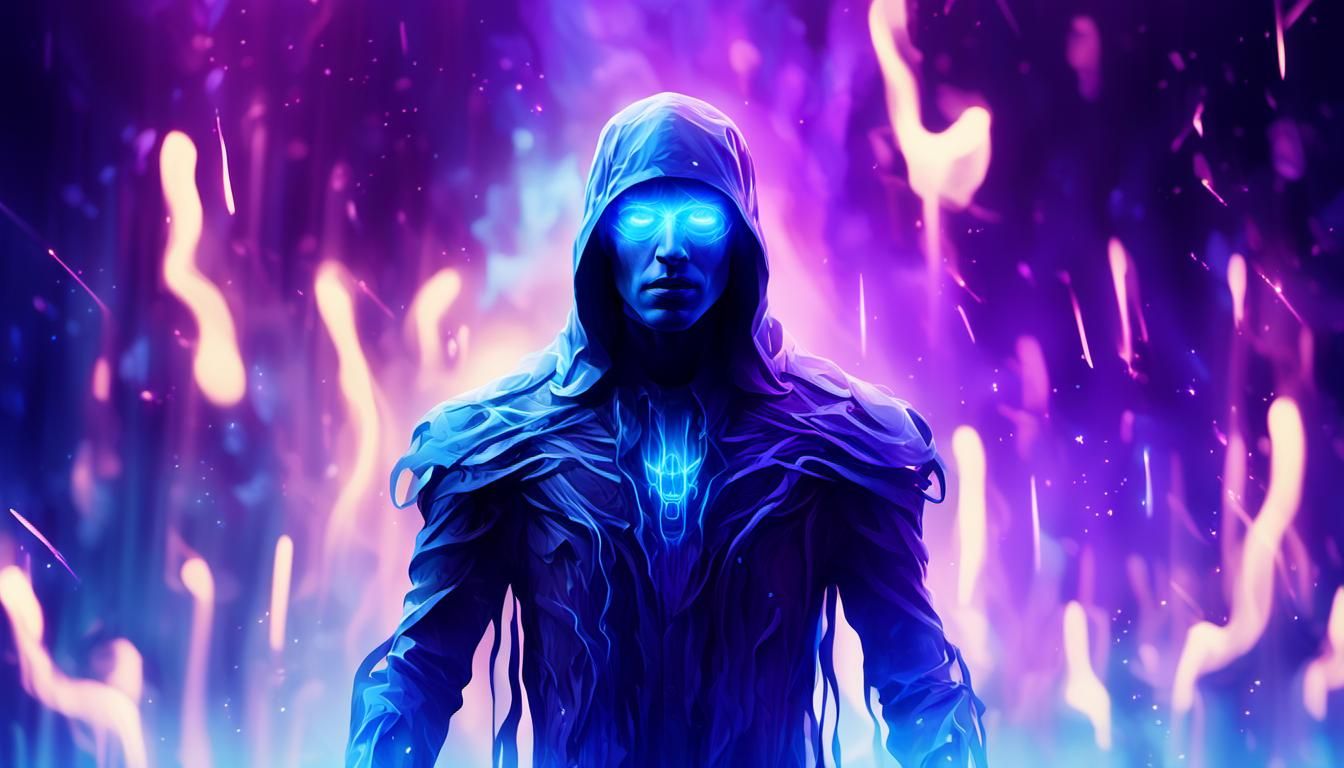 Blue Phantom in Neon Futuristic Digital Art