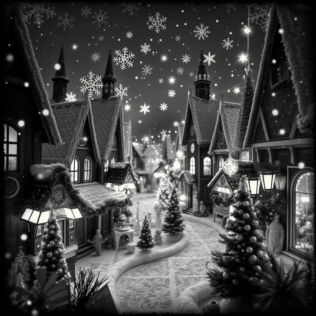 Christmas Village Rayograph in Man Ray Style