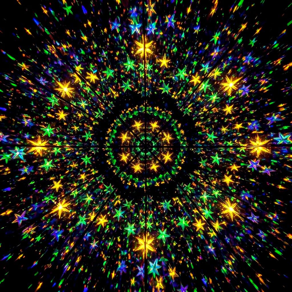 Bioluminescent Stars in Kaleidoscopic Art