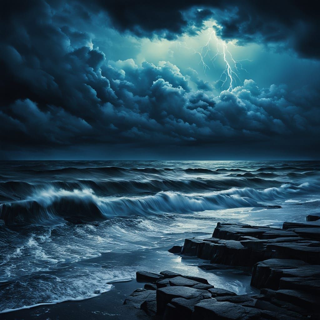 Abstract Stormy Night on the Coast of Jutland