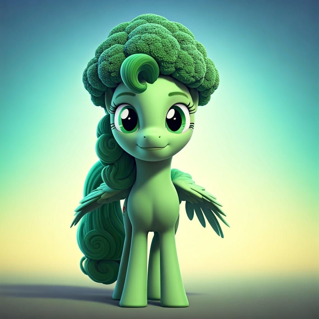 Green Pegasus in Pixar Style Digital Illustration
