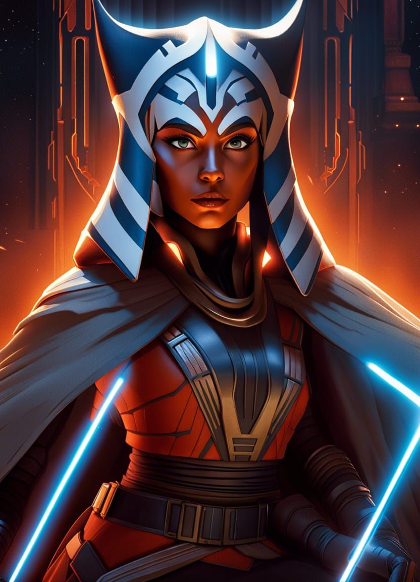 Alluring Ahsoka Tano in Dark Fantasy Style