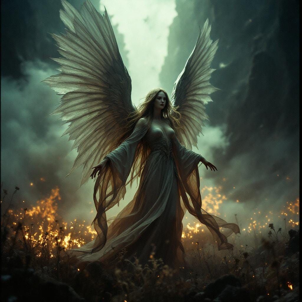 Dramatic Fairy with Magical Wings in Cinematic Style