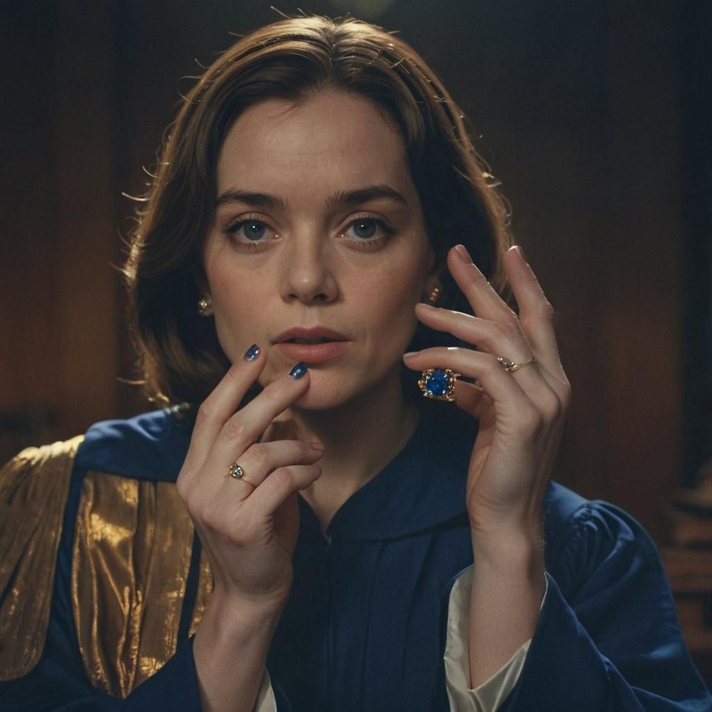 Female Judge Sapphire Ring Cinematic Portrait
