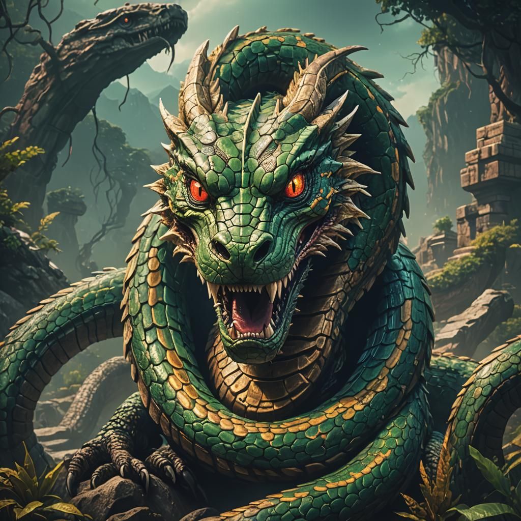 Deadly Gaze: Mythical Basilisk in Pixel Art
