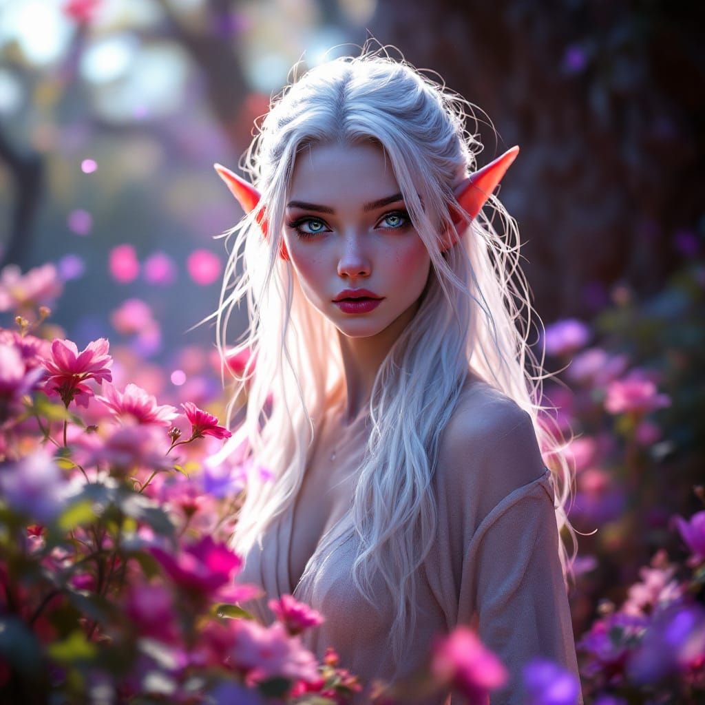 Photorealistic Elf Portrait in Magical Landscape