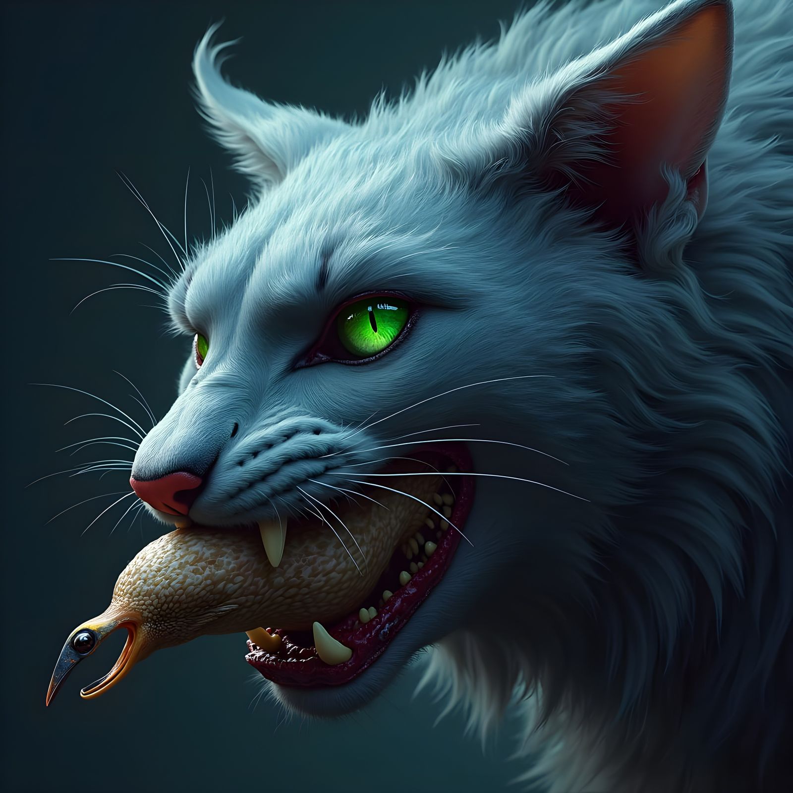 Fearsome Feline with Emerald Eyes: Hyperrealistic Splash Art