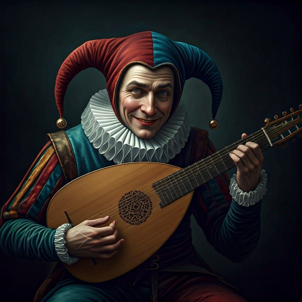 Medieval Jester Portrait in Cinematic Hyperrealism