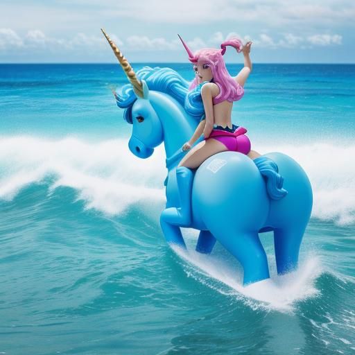 Colossal Inflatable Unicorn Rides Ocean Waves