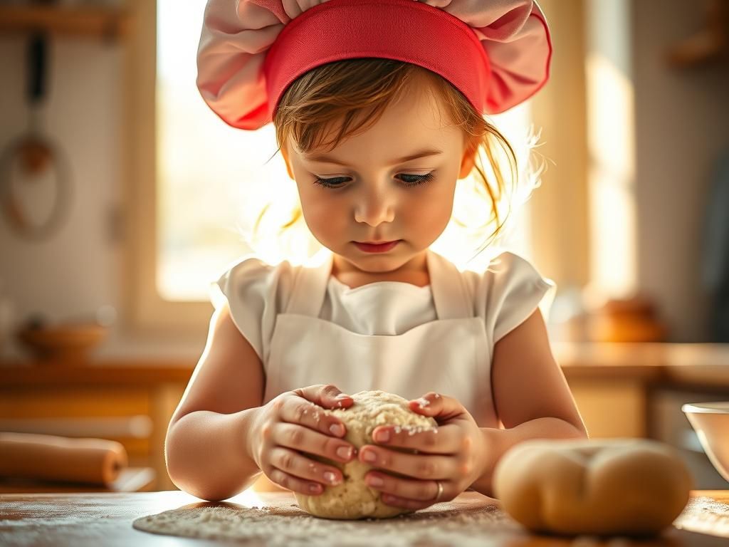 Little Chef Kneading Dough: Hyperrealistic Macro Photography