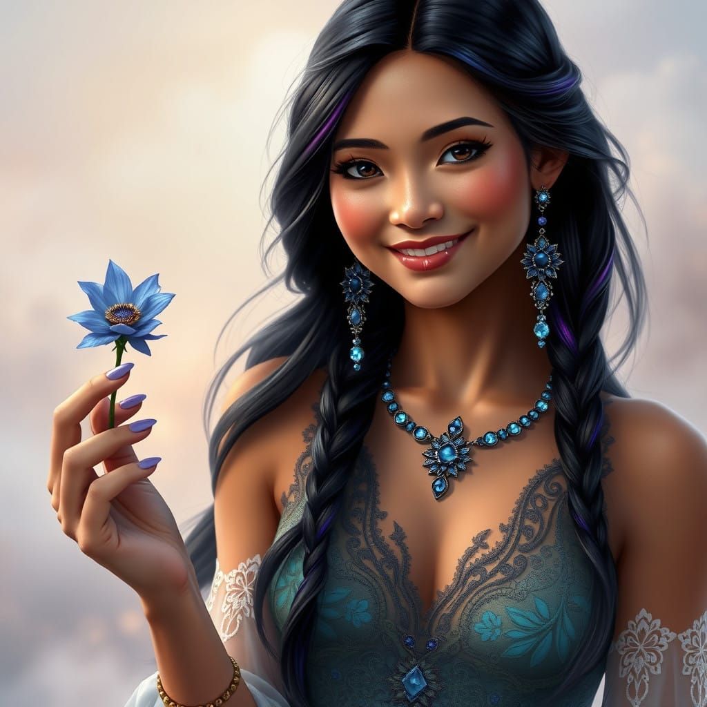 Ethereal Pocahontas in Dreamy, Hyperdetailed Fantasy Art