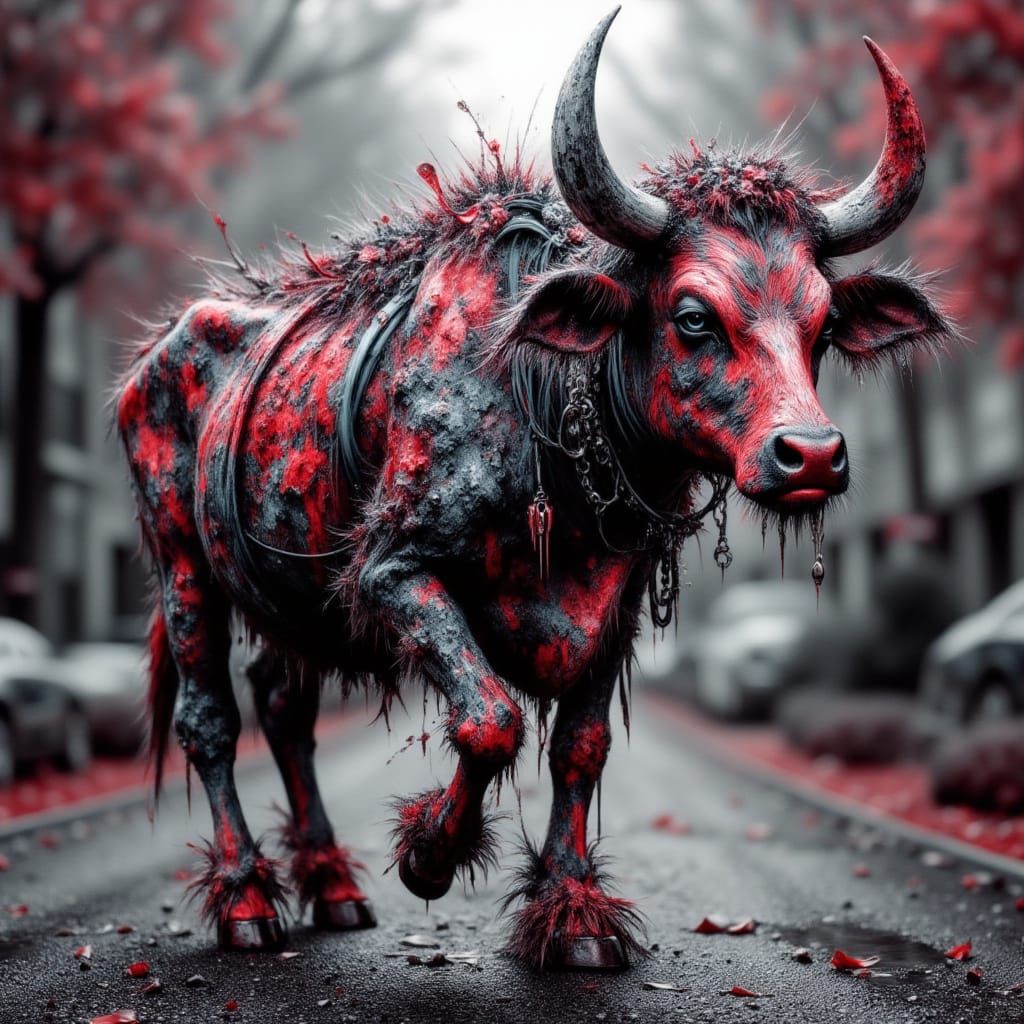 Colorful Gothic Cow in Visual Kei Style