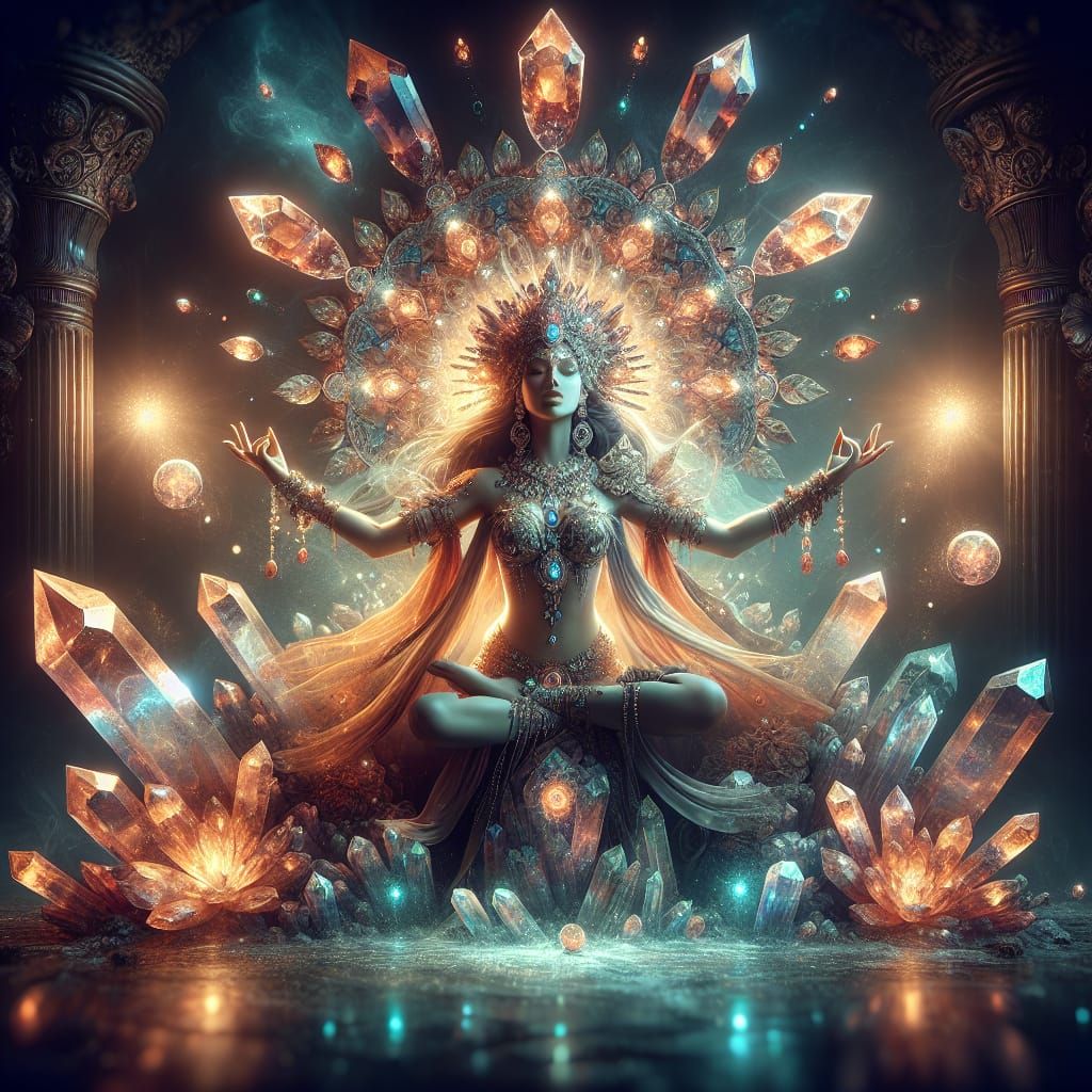 Goddess of Love and Light with Crystals