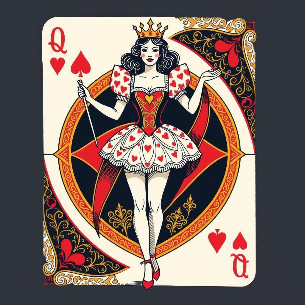 Queen of Hearts Playing Card Art