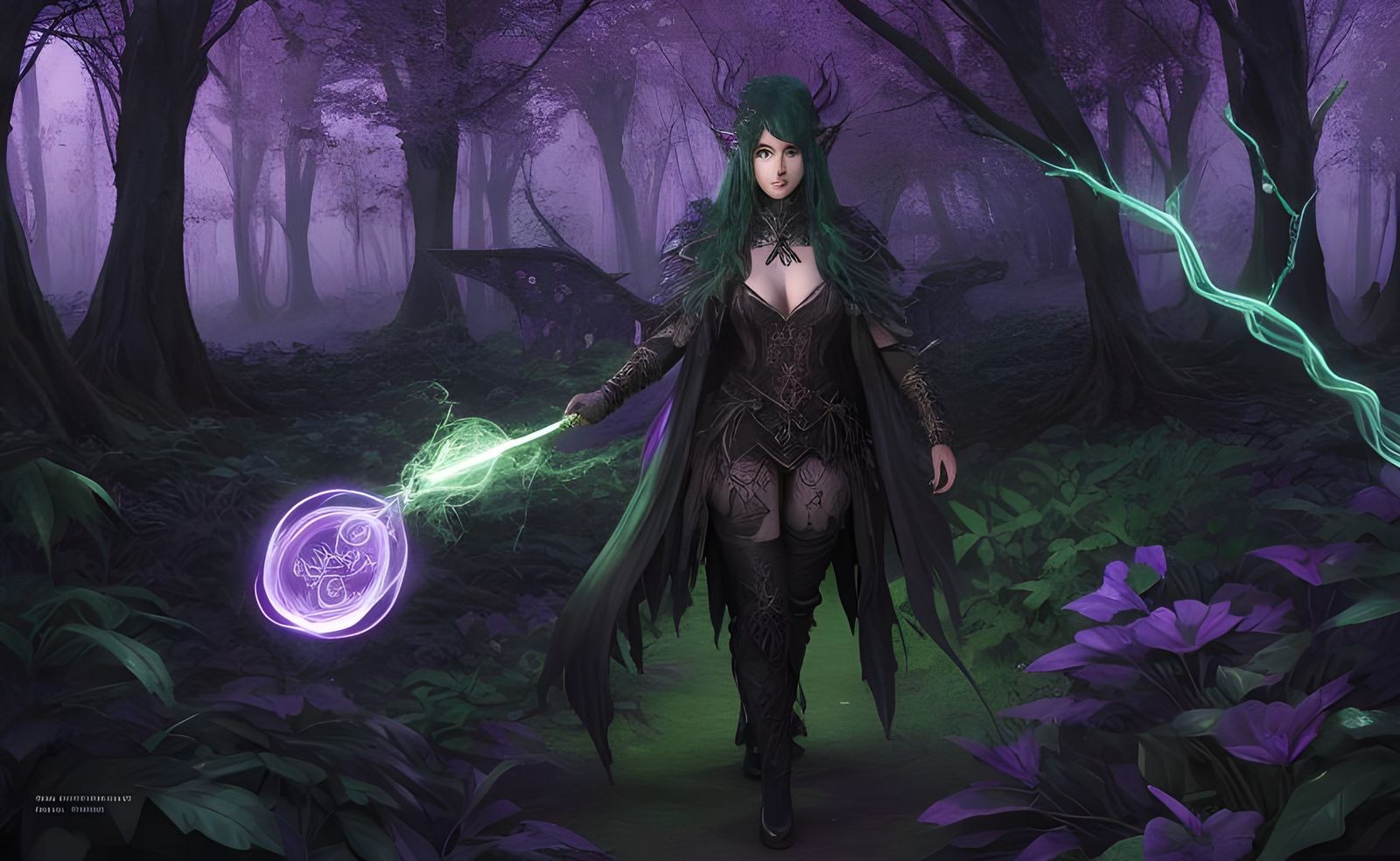 Sorcerer in Dark Fairytale Forest, Froud Faerie Style