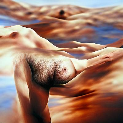 Hyperrealistic Nude Male Landscape Sculpture