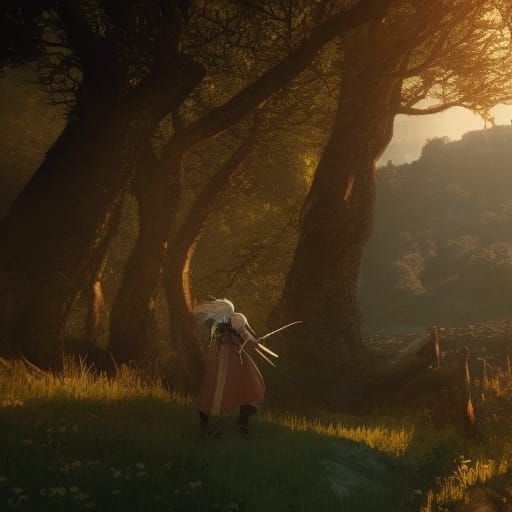 Triss from the witcher wandering Toussaint castle with Geralt