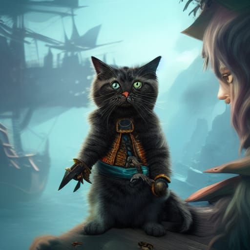 Pirate Cat with Eyepatch Concept Art