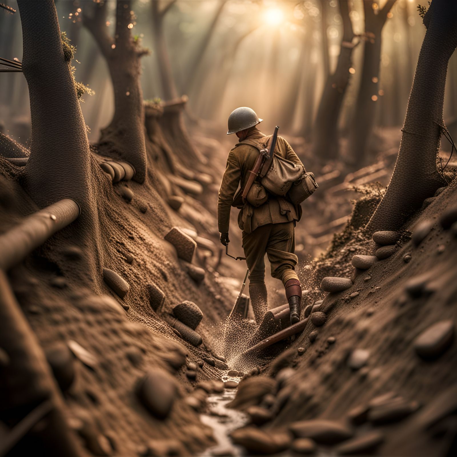 WWI Trench Warfare in No Man's Land