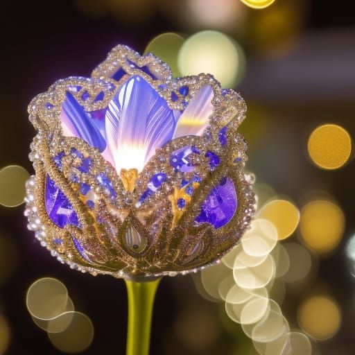 Sparkling Crystal Tulip Radiates Intricate Beauty