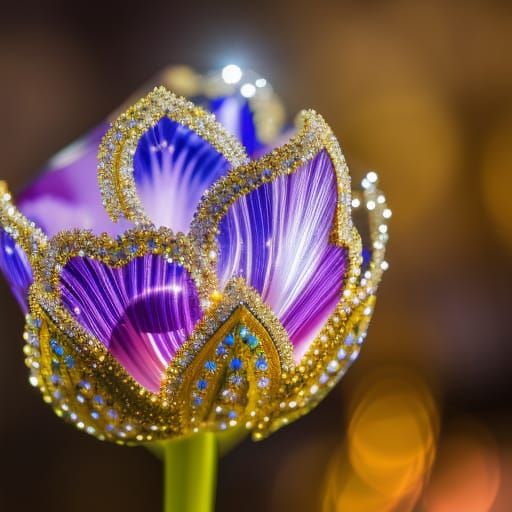 Intricate Crystal Tulip in Dynamic Lighting