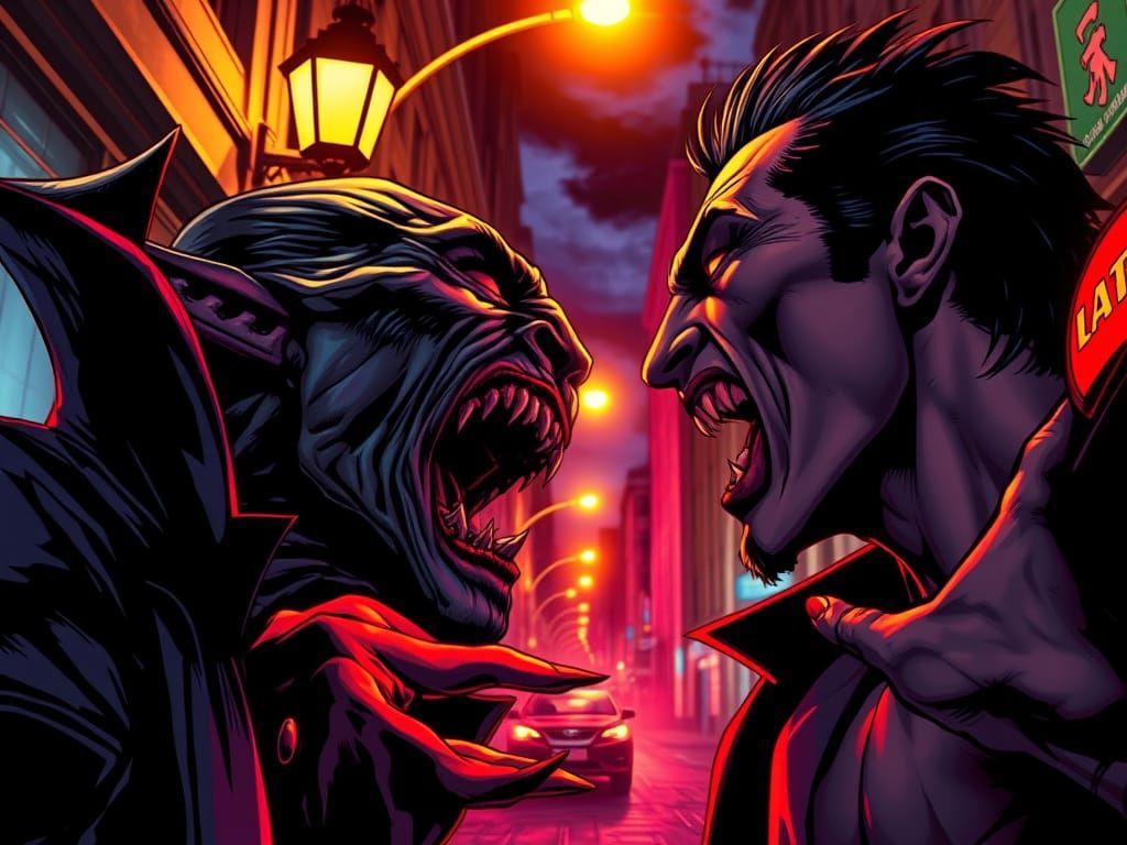 Midnight City Streets in a Graphic Novel Style